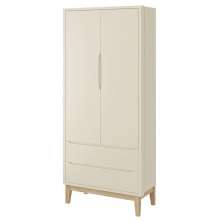 Guarda Roupa Infantil Classic 2 Portas Areia Fosco com Pés Madeira Natural - Reller Móveis
