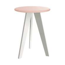 Mesa de Canto Prince Rosa Fosco com Pés Branco - Reller Móveis