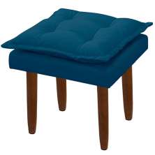 Puff Decorativo Quadrado com Pés Palito Heloíse Veludo Azul Marinho