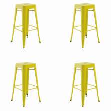 Conjunto com 4 Banquetas Iron I Amarelo