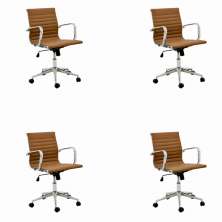Conjunto com 4 Cadeiras de Escritório Sevilha I Marrom