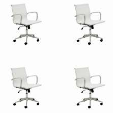 Conjunto com 4 Cadeiras de Escritório Sevilha II Branco