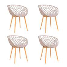 Conjunto com 4 Cadeiras de Jantar Clarice Bege