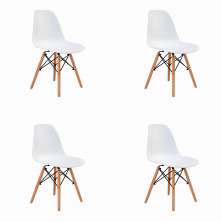Conjunto com 4 Cadeiras de Jantar Eiffel Branco