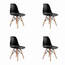 Conjunto com 4 Cadeiras de Jantar Eiffel Preto