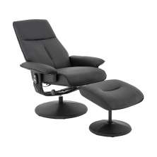 Poltrona do Papai Elétrica com Massagem Nebraska Giratória com Puff para os Pés Pu Preto G56 - Rivatti