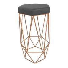 Banqueta Decorativa Hexagonal Aramado Bronze Acento em Suede