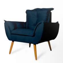 Poltrona Decorativa Opala Suede Azul Marinho Rocha Móveis