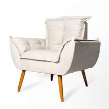 Poltrona Decorativa Opala Suede Bege Rocha Móveis