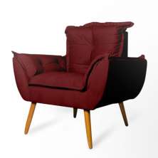 Poltrona Decorativa Opala Suede Bordô Rocha Móveis