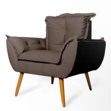 Poltrona Decorativa Opala Suede Marrom Rocha Móveis