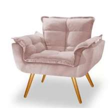 Poltrona Decorativa Opala Suede Rosê Rocha Móveis