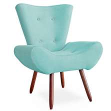 Poltrona Decorativa para Sala Bella Pés Palito Suede Azul Turquesa Rocha Móveis