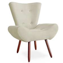 Poltrona Decorativa para Sala Bella Pés Palito Suede Bege Rocha Móveis
