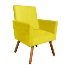 Poltrona Decorativa para Sala Nina Pés Palito Suede Amarelo Rocha Móveis