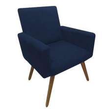Poltrona Decorativa para Sala Nina Pés Palito Suede Azul Marinho Rocha Móveis