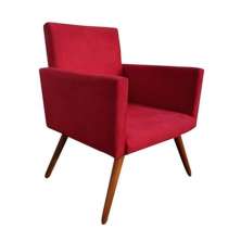 Poltrona Decorativa para Sala Nina Pés Palito Suede Vermelho Rocha Móveis