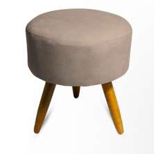 Puff Decorativo Redondo Pés Palito Suede Cappuccino Rocha Móveis