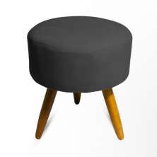 Puff Decorativo Redondo Pés Palito Suede Cinza Rocha Móveis