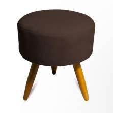 Puff Decorativo Redondo Pés Palito Suede Marrom Rocha Móveis