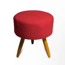 Puff Decorativo Redondo Pés Palito Suede Vermelho Rocha Móveis