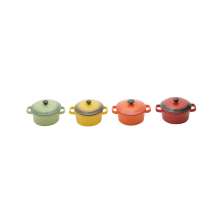 Conjunto com 4  Panelas Vintage Colorido 7,5x7,5x12,5 cm