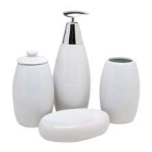 Kit Banheiro com 4 Peças Moonstone Branco 14x8x8 cm