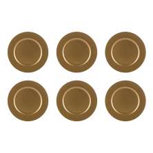 Conjunto de Sousplat com 6 Peças Midas Dourado 33 cm