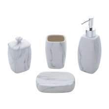 Kit de Banheiro com 4 Peças Marmorizado Cinza
