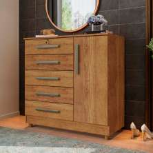 Cômoda Vitória 5 Gavetas 1 Porta Rud Rack Cedro 