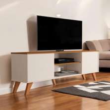 Rack Com Prateleiras Helena Off White E Ypê Sal Movelaria