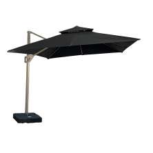 Ombrelone Guarda Sol Gold Led Alumínio 3,0 x 3,0 C/ Base em 100 L Cor Preto