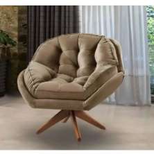 Poltrona Decorativa Califórnia Com Base Giratória Veludo Capuccino - SSX Multicoisas