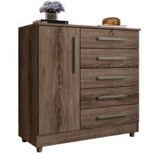 Cômoda para Quarto 1 Porta 5 Gavetas Vitória Ypê - Saga Decor