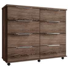 Cômoda para Quarto 8 Gavetas com Rodízios Athenas Ypê - Saga Decor