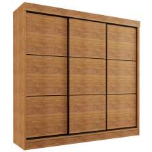 Guarda Roupa Casal 3 Portas de Correr 8 Gavetas Tókio Cedro - Saga Decor