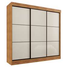 Guarda Roupa Casal 3 Portas de Correr 8 Gavetas Tókio Cedro Areia - Saga Decor