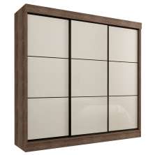 Guarda Roupa Casal 3 Portas de Correr 8 Gavetas Tókio Ypê Areia - Saga Decor