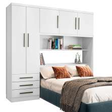 Guarda Roupa Casal 5 Portas 3 Gavetas México Branco - Saga Decor