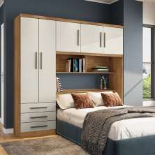 Guarda Roupa Casal 5 Portas 3 Gavetas México Cedro Areia - Saga Decor
