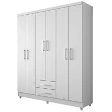 Guarda Roupa Casal 6 Portas 2 Gavetas Monique Branco - Saga Decor