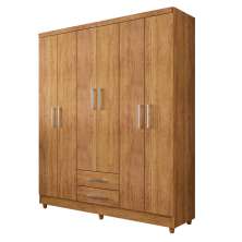 Guarda Roupa Casal 6 Portas 2 Gavetas Monique Cedro - Saga Decor