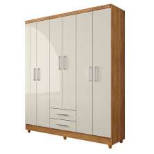 Guarda Roupa Casal 6 Portas 2 Gavetas Monique Cedro Areia - Saga Decor
