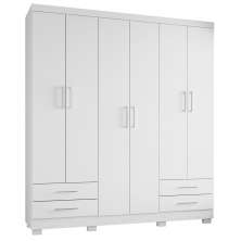 Guarda Roupa Casal 6 Portas 4 Gavetas Santiago ll Branco - Saga Decor