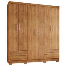 Guarda Roupa Casal 6 Portas 4 Gavetas Santiago ll Cedro - Saga Decor