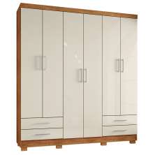 Guarda Roupa Casal 6 Portas 4 Gavetas Santiago ll Cedro Areia - Saga Decor