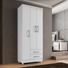 Guarda Roupa Solteiro Barcelona 3 Portas 2 Gavetas Branco - Saga Decor