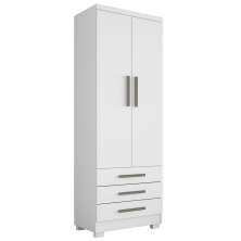 Guarda Roupa Solteiro Floripa 2 Portas 3 Gavetas Branco - Saga Decor