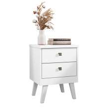 Mesa de Cabeceira 2 Gavetas Thor Branco - Saga Decor
