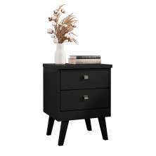 Mesa de Cabeceira 2 Gavetas Thor Preto - Saga Decor